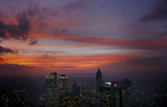 The skyline is photographed early evening in Frankfurt, Germany, January 26, 2016. (Photo by Kai Pfaffenbach/Reuters)