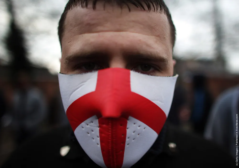 English Defence League (EDL) Supporters March Across Leicester