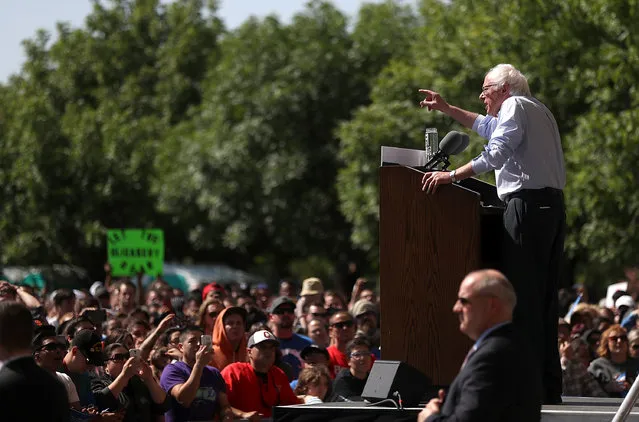 Democratic presidential candidate Sen.Bernie Sanders (D-VT) speaks during a campaign rally on May 10, 2016 in Stockton, California. Sanders is campaigning in California ahead of the state's June 7th presidential primary. (Photo by Justin Sullivan/Getty Images)