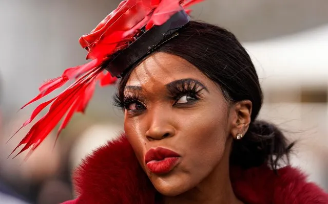 Fashion on Ladies Day at Cheltenham Racecourse on March 11, 2020 in Cheltenham, England. (Photo by Alan Crowhurst/Getty Images)
