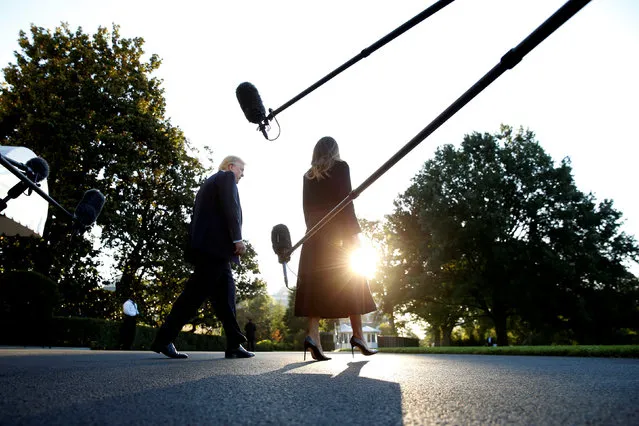 U.S. President Donald Trump and first lady Melania Trump depart for travel to Las Vegas, in the aftermath of the shooting there, from the South Lawn of the White House in Washington, U.S. October 4, 2017. (Photo by Jonathan Ernst/Reuters)