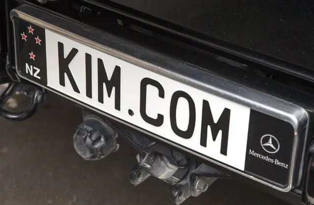 The number plate of the car belonging to German tech entrepreneur Kim Dotcom is pictured outside a court in Auckland, New Zealand, September 21, 2015. A New Zealand court hearing starting on Monday will determine whether Dotcom will face charges of copyright infringement, racketeering and money laundering in the United States related to the Megaupload file-sharing site he founded in 2005. (Photo by Nigel Marple/Reuters)