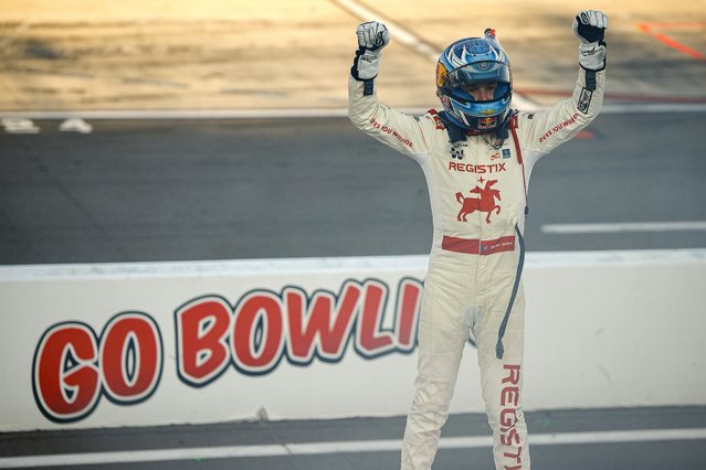 Connor Zilisch, driver of the #88 Registix Chevrolet, celebrates after winning the NASCAR Xfinity Series Mission 200 at The Glen at Watkins Glen International on August 09, 2025 in Watkins Glen, New York. (Photo by Sean Gardner/Getty Images)