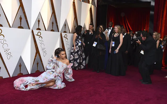 Andra Day arrives at the Oscars on Sunday, March 4, 2018, at the Dolby Theatre in Los Angeles. (Photo by Jordan Strauss/Invision/AP Photo)