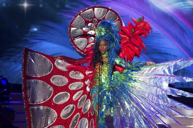 Jevon King, Miss Trinidad & Tobago 2014, debuts her national costume during the Miss Universe Preliminary Show in Miami, Florida in this January 21, 2015 handout photo. (Photo by Reuters/Miss Universe Organization)