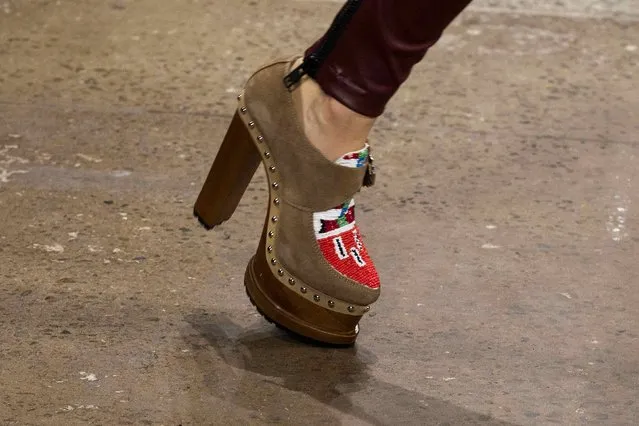 A model presents a shoe from the KTZ Fall/Winter 2015 collection during New York Fashion Week, February 17, 2015. (Photo by Lucas Jackson/Reuters)