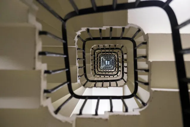 The spiral staircase within the Elizabeth Tower at the Palace of Westminster in London, UK. (Photo by Reuters)