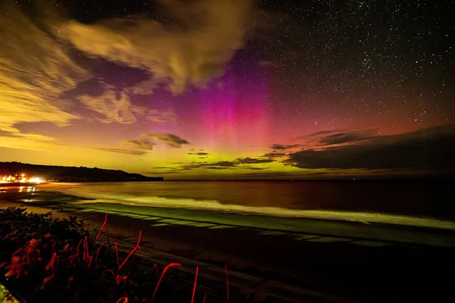 The Aurora Borealis which put on a Spectacle is most usually associated with Scandinavian countries in Europe but is sometimes visible in the UK. It is rarely seen south of Scotland – but last night, September 18, 2023, it was at Sandsend on the North Yorkshire Coast. (Photo by Charlotte Graham/Rex Features/Shutterstock)