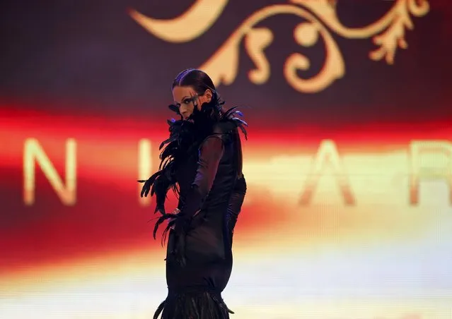 A model presents a creation by Maltese designer Nilay Topal Camilleri of Nilara at the Malta Fashion Awards 2015 at the Marsa Shipbuilding warehouse in Marsa, outside Valletta in Malta, May 16, 2015. (Photo by Darrin Zammit Lupi/Reuters)