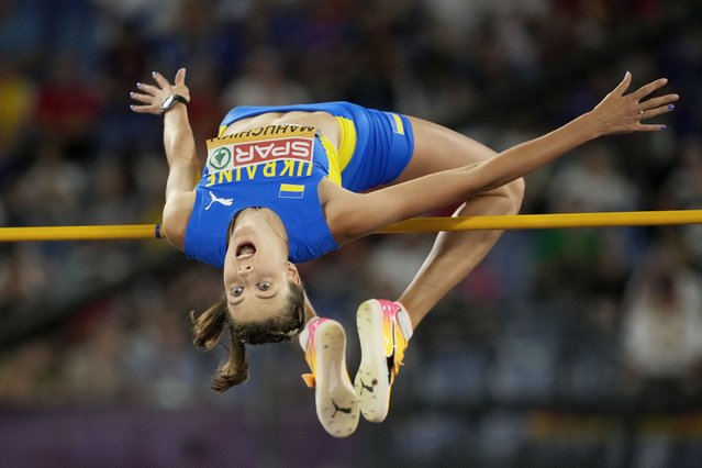 Yaroslava Mahuchikh, of Ukraine, makes an attempt in the women's high jump final at the the European Athletics Championships in Rome, Sunday, June 9, 2024. (Photo bby Andrew Medichini/AP Photo)