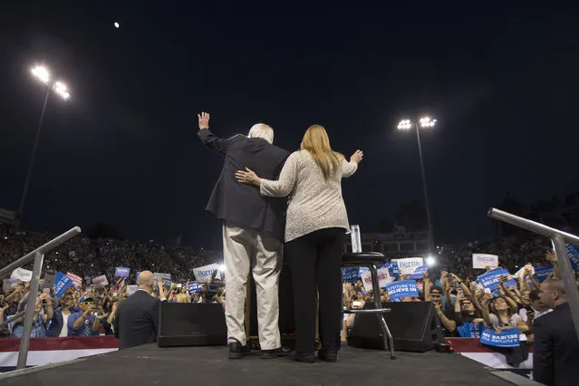 Democratic presidential candidate Sen. Bernie Sanders and wife Jane O'Meara Sanders arrive to a campaign rally at California State University, Dominguez Hills on May 17, 2016 in Carson, California. Candidates are campaigning for the June 7 California presidential primary election. (Photo by David McNew/Getty Images)