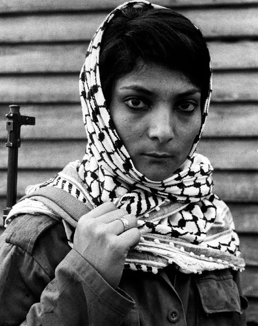 Leila Khaled, who hijacked a TWA airliner to Damascus in 1969, at a Palestinian refugee camp in Lebanon. 1970. (Photo by Eddie Adams/The Guardian)