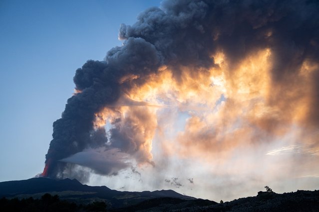 Volcanic steam rises from a crater of Mount Etna on August 4, 2024. (Photo by Giuseppe Di Stefano/Etna Walk via Reuters)