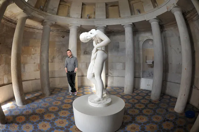 Artist Jonathan Owen unveils a modern interpretation of the female nude on Wednesday July 27, 2016, housed in Edinburgh's Burns Monument which is open to the public for the first time in 180 years for the Edinburgh Art Festival 2016. The festival is open to the public between July 28 and August 28. (Photo by Jane Barlow/PA Wire)