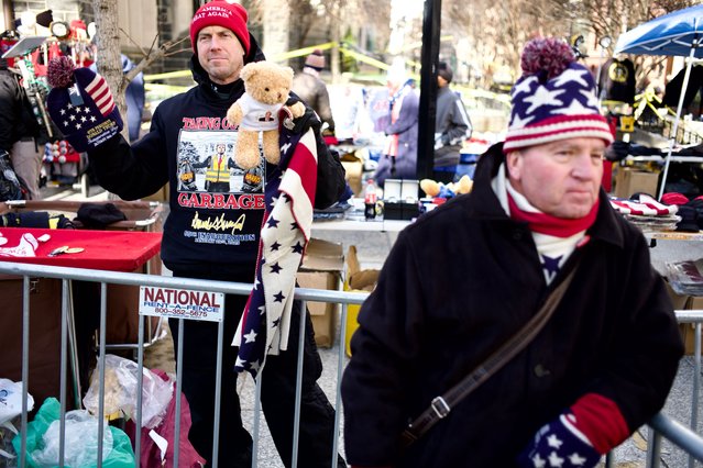 A vendor sells Trump merchandise at Donald Trump’s inauguration at Capital One Arena on Monday, January 20, 2025. (Photo by Matailong Du/The Guardian)
