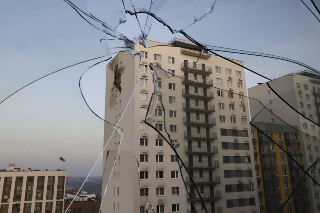 A view shows a damaged apartment building in a residential complex following a drone attack in the village of Sapronovo in the Moscow region on March 11, 2025. Ukraine targeted Moscow with dozens of drones in a “massive” overnight attack, the city's mayor said on March 11, 2025. (Photo by Tatyana Makeyeva/AFP Photo)
