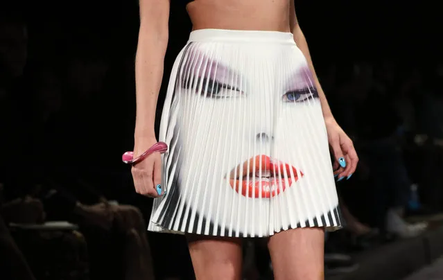 A model walks the runway during the Jeremy Scott show at New York Fashion Week in New York, on September 12, 2016. (Photo by Trevor Collens/AFP Photo)