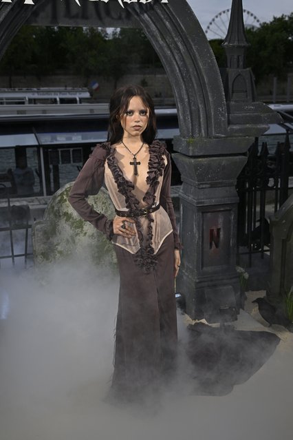 American actress Jenna Ortega attends Le Beach Club de Mercredi (Wednesday's Beach Club) opening on July 31, 2025 in Paris, France. (Photo by Kristy Sparow/Getty Images)