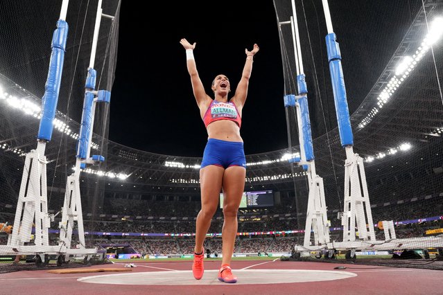 Valarie Allman of the U.S. reacts during the Women's Discus Throw Final on September 14, 2025. (Photo by Fabrizio Bensch/Reuters)