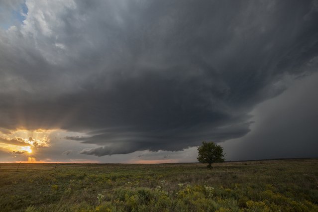 A severe thunderstorm which released large hailstones, October 1, 2014, in Wyoming. (Photo by Roger Hill/Barcroft Media)