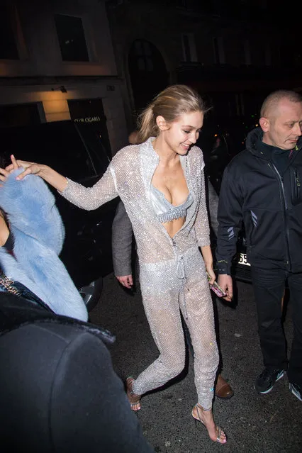 Gigi Hadid arrives at Victoria's Secret after Party on November 30, 2016 in Paris, France. (Photo by KCS Presse/Splash News)