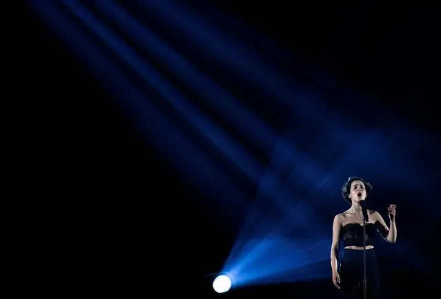 Participant Barbara Pravi of France performs during the Jury Grand Final dress rehearsal of the 2021 Eurovision Song Contest in Rotterdam, Netherlands on May 21, 2021. (Photo by Piroschka van de Wouw/Reuters)