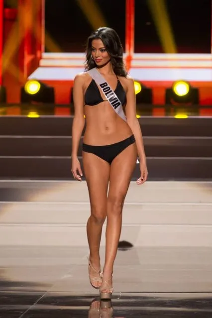 A handout picture provided by the Miss Universe Organization shows Alexia Viruez, Miss Bolivia 2013, competing in the swimsuit competition during the Preliminary Competition at the Crocus City Hall, in Moscow, Russia, 05 November 2013. The final of the 2013 Miss Universe Pageant will take place on 09 November. (Photo by Darren Decker/EPA)