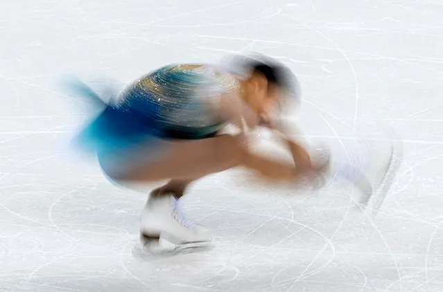 A handout photo made available by the Olympic Information Service (OIS) shows Shimada Mao of Japan performing in the Figure Skating Women Single Skating – Free Skating at the Gangneung Ice Arena The Winter Youth Olympic Games, Gangwon, South Korea, 30 January 2024. (Photo by Joel Marklund for OIS/IOC/EPA)