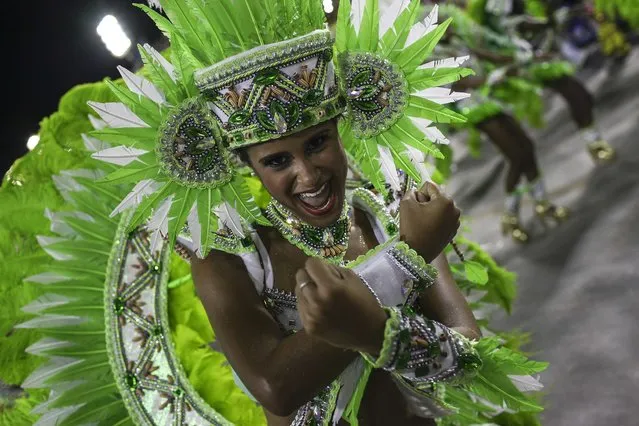Samba school Imperio da Tijuca performs during the first day of the parade on the sambodromo in the carnival of Rio de Janeiro, Brazil, 02 March 2014. (Photo by Antonio Lacerda/EPA)