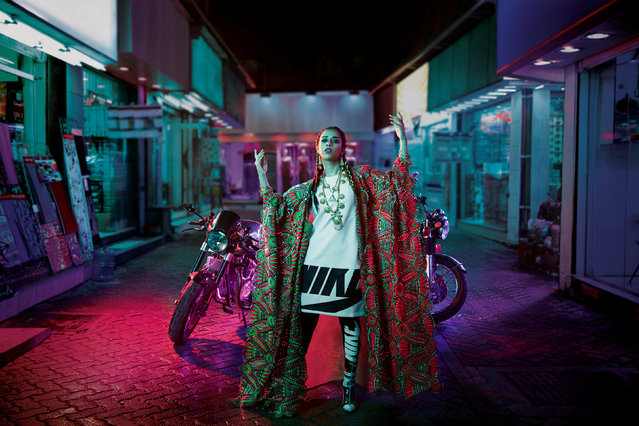 Balquees Fathi, pop singer, poses in a scene shot for the Nike Middle East ad campaign filmed in Dubai, UAE, February 10, 2017. An online commercial released by Nike (NKE.N) this week that showed Arab women fencing, boxing and spinning on ice-skates has stirred controversy over its attempt to smash stereotypes about women leading home-bound lives in the conservative region. It begins with a woman nervously peering out of her doorway and adjusting her veil before going for a run in the street, while a female voice narrates in a Saudi dialect: “What will they say about you? Maybe they'll say you exceeded all expectations”. Within 48 hours the video was shared 75,000 times on Twitter and viewed almost 400,000 times on YouTube. (Photo by Reuters/Nike)