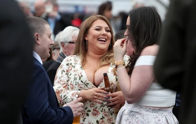 Racegoers during the Grand National Festival at Aintree Racecourse on April 6, 2017 in Liverpool, England. (Photo by PA Wire)