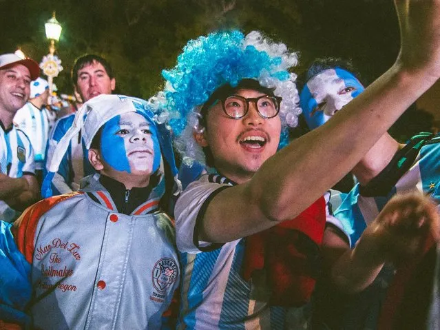 Argentina: Argentinian fans in Buenos Aires celebrate their win over Bosnia and Herzegovina. (Photo by Ariel Jacobsen)