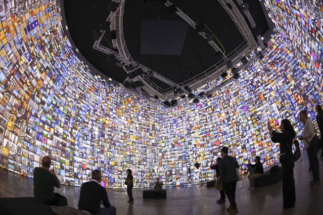 A view of the exhibition “in situ: Refik Anadol” held at the Guggenheim Bilbao Museum in Bilbao, Spain, 06 March 2025. The exhibition, running from 07 March to 19 October, features site-specific installations that push contemporary boundaries, bringing together artists from visual art, technology, music, and performance to explore new ways of perceiving space. (Photo by Luis Tejido/EPA)