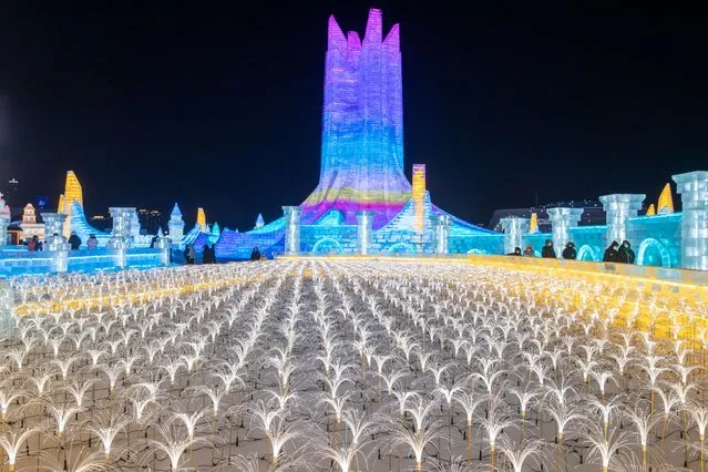 The Harbin Ice-Snow World, a renowned seasonal theme park, in Harbin, northeast China's Heilongjiang Province, 17 December 2022. (Photo by Zheng Tao/Xinhua News Agency/EPA)