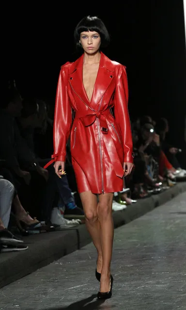 A model walks the runway during the Jeremy Scott show at New York Fashion Week in New York, on September 12, 2016. (Photo by Trevor Collens/AFP Photo)