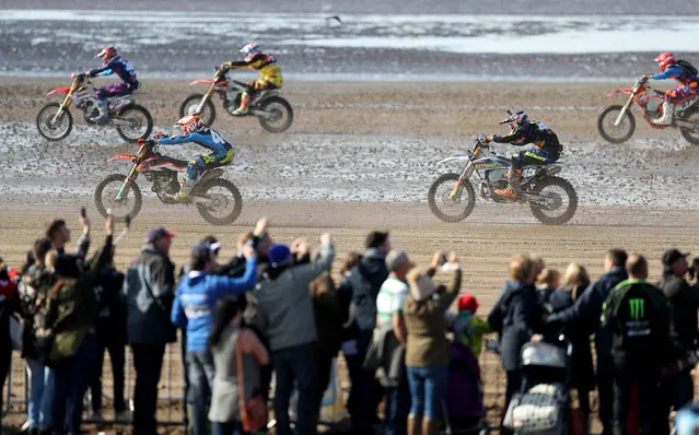 The event draws a good crowd at the 2016 HydroGarden Weston Beach Race in Weston- super- Mare, south west England, on October 8, 2016. (Photo by Andrew Matthews/PA Wire)