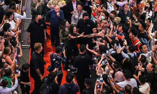 Malaysian Oscar Winner Michelle Yeoh (C-R) meets her fans in Kuala Lumpur, Malaysia, 18 April 2023. Yeoh is the first Asian to win an Oscar for lead actress. (Photo by Fazry Ismail/EPA/EFE)
