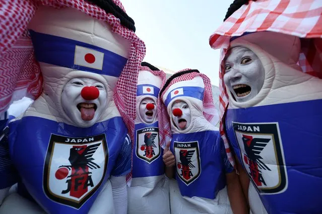 Japanese fans enjoy the pre match atmosphere prior to the FIFA World Cup Qatar 2022 Group E match between Germany and Japan at Khalifa International Stadium on November 23, 2022 in Doha, Qatar. (Photo by Matthew Childs/Reuters)