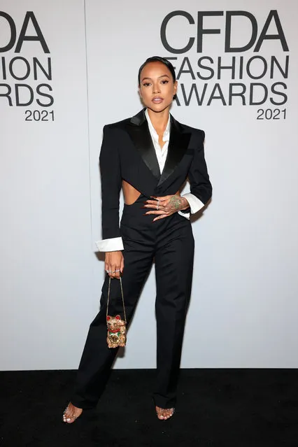American actress and model Karrueche Tran attends the 2021 CFDA Fashion Awards at The Grill Room on November 10, 2021 in New York City. (Photo by Dimitrios Kambouris/Getty Images)