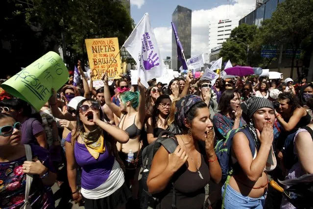 Women take part in a march against violence towards women in Mexico City, Mexico, April 24, 2016. (Photo by Ginnette Riquelme/Reuters)