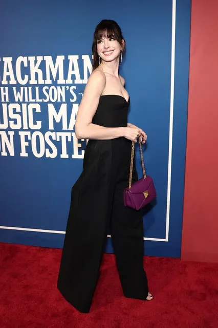 American actress Anne Hathaway attends the opening night of “The Music Man” at Winter Garden Theatre on February 10, 2022 in New York City. (Photo by Arturo Holmes/Getty Images)