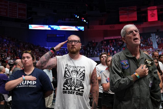 People attend Republican presidential nominee and former U.S. President Donald Trump's campaign in Charlotte, North Carolina, U.S. July 24, 2024. (Photo by Marco Bello/Reuters)