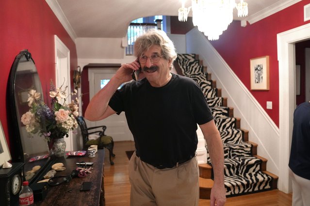 Gary Ruvkun, American molecular biologist, 2024 Nobel Prize winner in physiology or medicine, speaks on a phone, Monday, October 7, 2024, at his home, in Newton, Mass. (Photo by Steven Senne/AP Photo)