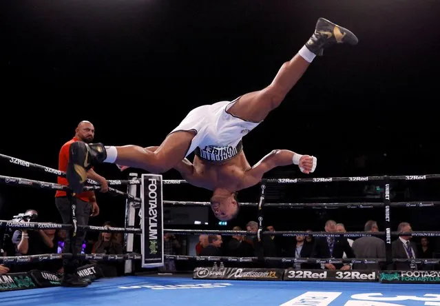 English heavyweight Joe Joyce celebrates after defeating Christian Hammer during the WBC Silver Silver and WBO International Heavyweight Title fight between Joe Joyce and Christian Hammer at OVO Arena Wembley on July 02, 2022 in London, England. (Photo by Andrew Couldridge/Action Images via Reuters)