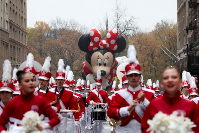 Disney’s Minnie Mouse balloon flies during the 98th Macy's Thanksgiving Day Parade in New York City on November 28, 2024. (Photo by Brendan McDermid/Reuters)