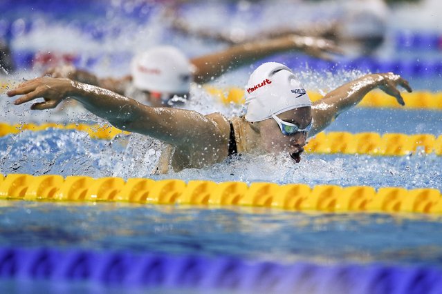 Laura Lahtinen of Finland competes during the Women's 200m Butterfly Heats on day three of the World Short Course Swimming Championships in Budapest, Hungary, Thursday, December 12, 2024. (Photo by Denes Erdos/AP Photo)
