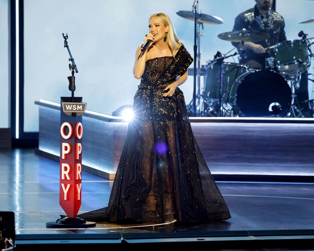 Carrie Underwood performs onstage during Opry 100: A Live Celebration at Grand Ole Opry at the Ryman Auditorium on March 19, 2025 in Nashville, Tennessee.  (Photo by Jason Kempin/Getty Images for the Grand Ole Opry)