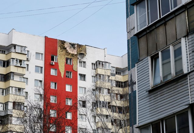 A view shows a multi-storey residential building damaged in a recent Ukrainian drone attack, according to local authorities, in the course of Russia-Ukraine conflict, in Moscow, Russia on March 11, 2025. (Photo by Reuters/Stringer)