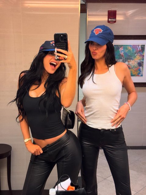 Kendall Jenner and Kylie Jenner share a silly selfie at the Knicks game on May 13, 2025. (Photo by kyliejenner/Instagram)