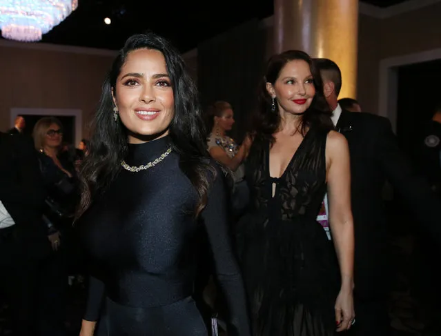 Salma Hayek and Ashley Judd attend The 75th Annual Golden Globe Awards at The Beverly Hilton Hotel on January 7, 2018 in Beverly Hills, California. (Photo by Lucy Nicholson/Reuters)